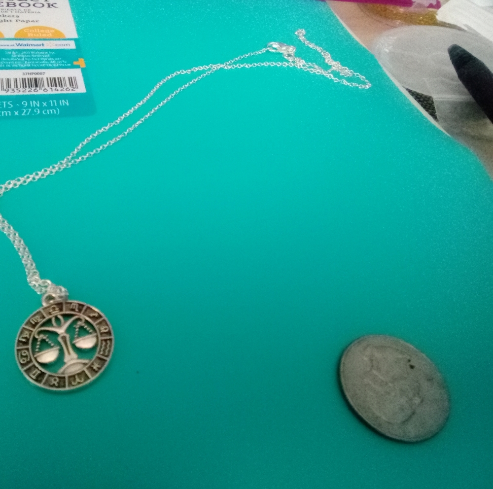 Silver Plated Libra Zodiac Charm Pendant Necklace
